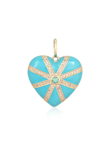 Wish Fine Jewelry 0.39ct Diamond Emerald 14K Gold Heart Pendant | Thumbnail 1
