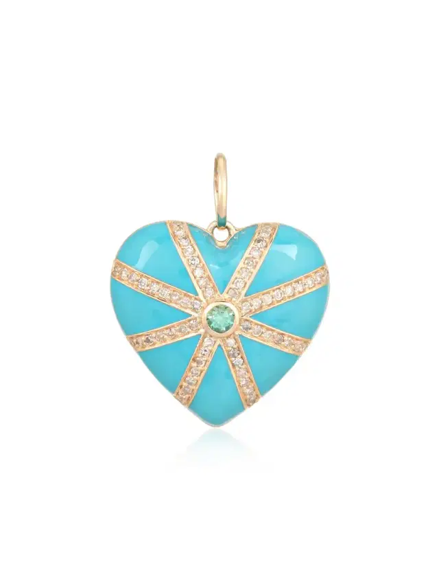0.39ct Diamond Emerald 14K Gold Heart Pendant