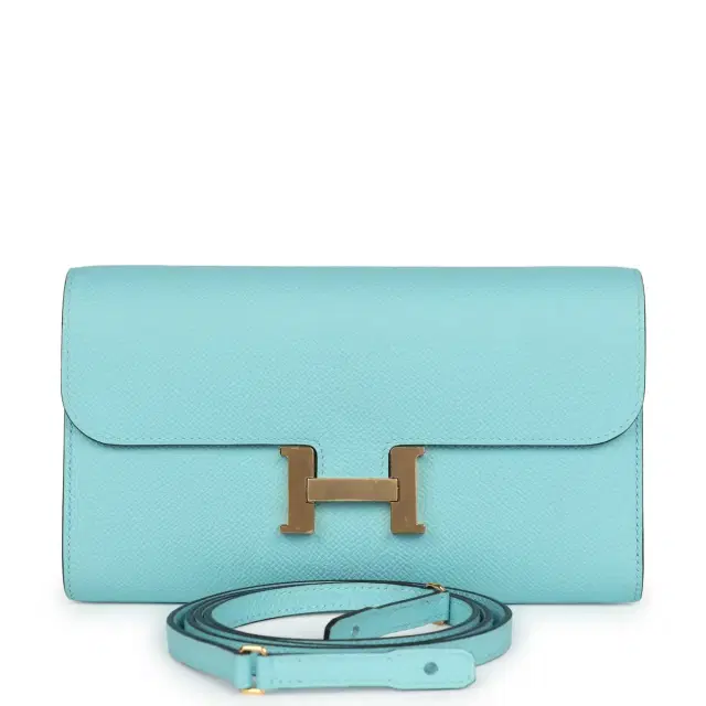 hermes Hermes Constance Wallet To Go Bleu Atoll Epsom Gold Hardware
