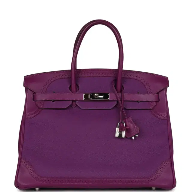 hermes Pre-owned Hermes Birkin 35 Ghillies Anemone Togo and Swift Palladium Hardware