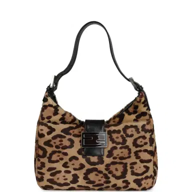 Fendi Vintage Fendi Leopard Shoulder Bag Brown and Black Ponyhair Silver Hardware | Thumbnail 1 Fendi Vintage Fendi Leopard Shoulder Bag Brown and Black Ponyhair Silver Hardware | Thumbnail 1