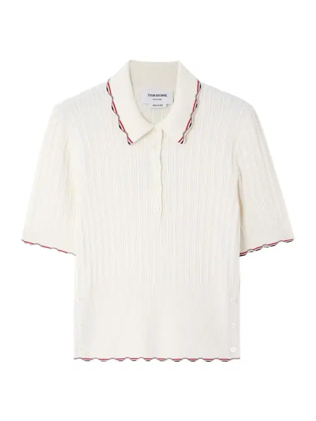 Scalloped Ribbed Silk And Cotton-blend Polo Shirt