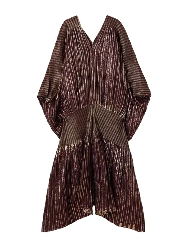 Striped Metallic Voile And Stretch-knit Kaftan