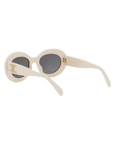 Celine Women's Triomphe 53MM Round Sunglasses - Ivory Smoke | Thumbnail 4