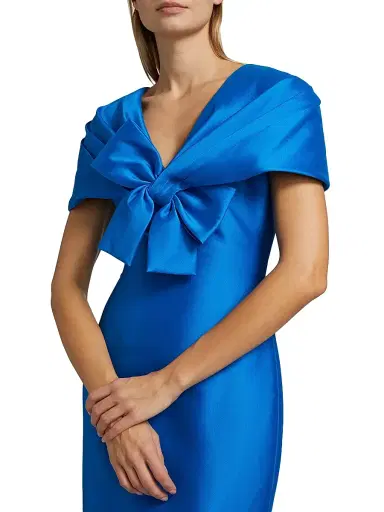 Badgley Mischka Women's Cape-Neck Trumpet Gown - Cobalt | Thumbnail 6 Badgley Mischka Women's Cape-Neck Trumpet Gown - Cobalt | Thumbnail 6