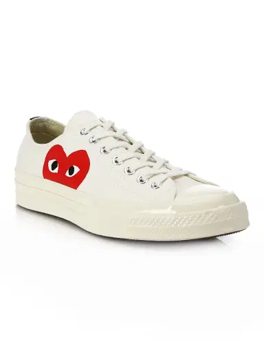 Comme des Garçons PLAY Women's Peek-A-Boo Canvas Low-Top Sneakers - White | Thumbnail 1 Comme des Garçons PLAY Women's Peek-A-Boo Canvas Low-Top Sneakers - White | Thumbnail 1