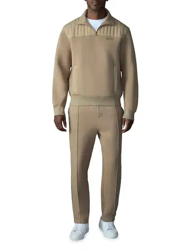 Mackage Men's Corey Hybrid Down Quarter-Zip Sweater - Light Camel | Thumbnail 2 Mackage Men's Corey Hybrid Down Quarter-Zip Sweater - Light Camel | Thumbnail 2