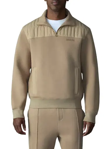 Mackage Men's Corey Hybrid Down Quarter-Zip Sweater - Light Camel | Thumbnail 3 Mackage Men's Corey Hybrid Down Quarter-Zip Sweater - Light Camel | Thumbnail 3