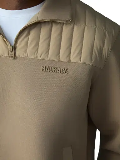 Mackage Men's Corey Hybrid Down Quarter-Zip Sweater - Light Camel | Thumbnail 6 Mackage Men's Corey Hybrid Down Quarter-Zip Sweater - Light Camel | Thumbnail 6