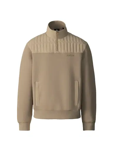 Mackage Men's Corey Hybrid Down Quarter-Zip Sweater - Light Camel | Thumbnail 1 Mackage Men's Corey Hybrid Down Quarter-Zip Sweater - Light Camel | Thumbnail 1
