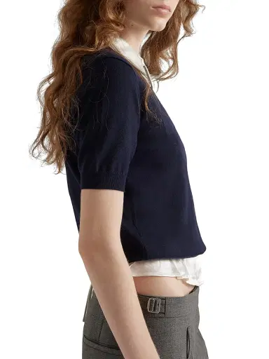Prada Women's Oversized Wool Sweater - Blue | Thumbnail 3 Prada Women's Oversized Wool Sweater - Blue | Thumbnail 3