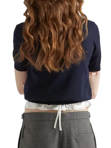 Prada Women's Oversized Wool Sweater - Blue | Thumbnail 4 Prada Women's Oversized Wool Sweater - Blue | Thumbnail 4