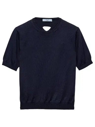 Prada Women's Oversized Wool Sweater - Blue | Thumbnail 1 Prada Women's Oversized Wool Sweater - Blue | Thumbnail 1