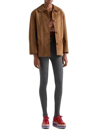 Prada Women's Suede Jacket - Brown - Size 6 | Thumbnail 2