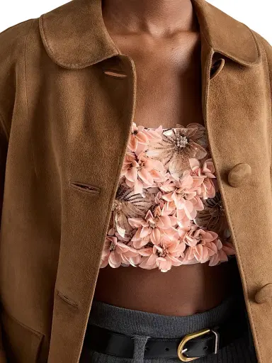 Prada Women's Suede Jacket - Brown - Size 6 | Thumbnail 6