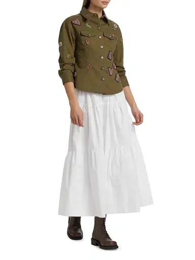 Cinq à Sept Women's Ditsy Love Scrunched-Sleeve Canyon Jacket - Dark Olive Multi | Thumbnail 2