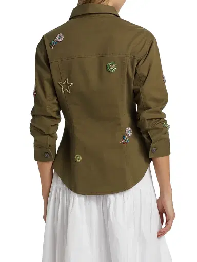 Cinq à Sept Women's Ditsy Love Scrunched-Sleeve Canyon Jacket - Dark Olive Multi | Thumbnail 5