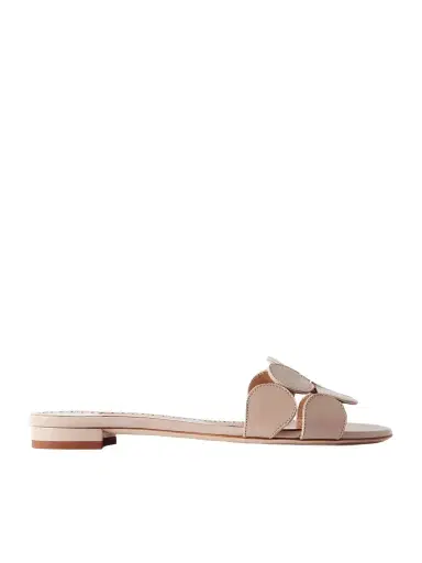 Manolo Blahnik Haribalmu 10 Cutout Leather Slides | Thumbnail 1 Manolo Blahnik Haribalmu 10 Cutout Leather Slides | Thumbnail 1