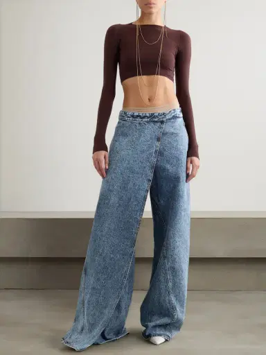 Alaïa Asymmetric Wide-leg Jeans | Thumbnail 2 Alaïa Asymmetric Wide-leg Jeans | Thumbnail 2