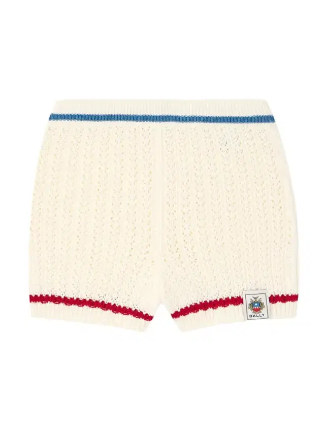 Striped Open-knit Cotton Shorts
