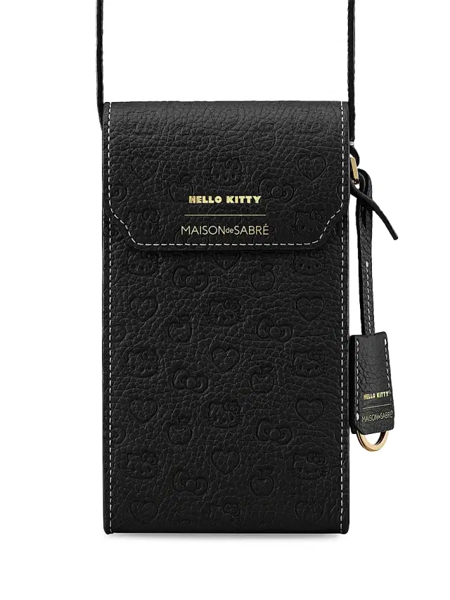 Maison de Sabre Women's Hello Kitty Leather Phone Pouch - Black