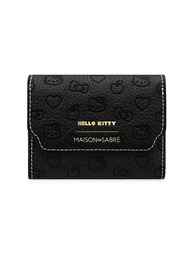 Maison de Sabre Women's Hello Kitty Leather Trifold Wallet - Black