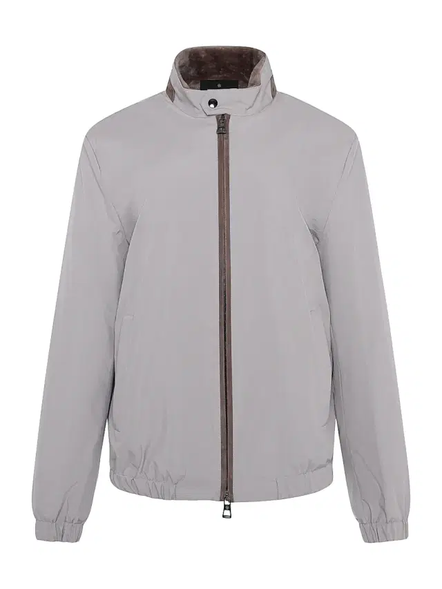 Gorski Men's Fabric Jacket with Shearling Lamb Lining - Grey