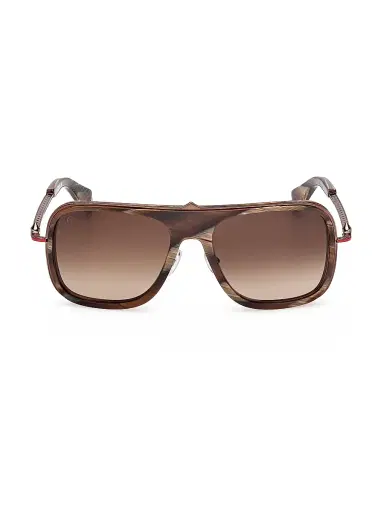 Christian Louboutin Men's 58MM Rectangular Sunglasses - Brown Horn | Thumbnail 2 Christian Louboutin Men's 58MM Rectangular Sunglasses - Brown Horn | Thumbnail 2