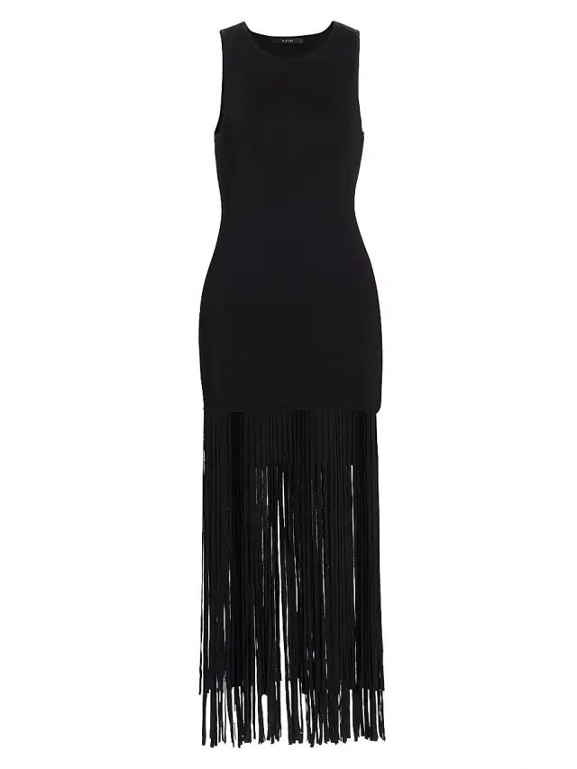 Toccin Women's Margaux Fringe Midi-Dress - Jet
