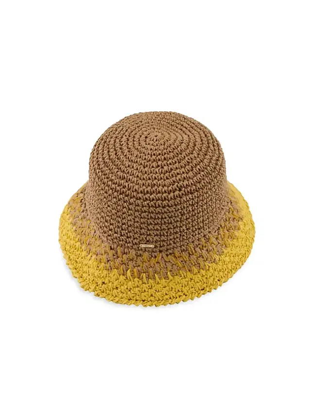 Women's Bailey Crochet Bucket Hat - Camel Yellow