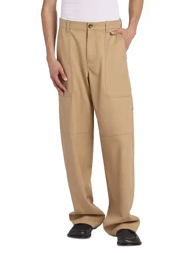 Loewe Men's Cotton-Blend Wide-Leg Cargo Trousers - Beige - Size 36 | Thumbnail 3