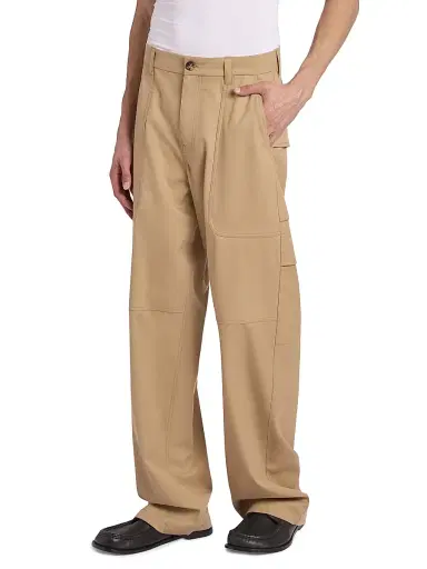 Loewe Men's Cotton-Blend Wide-Leg Cargo Trousers - Beige - Size 36 | Thumbnail 4