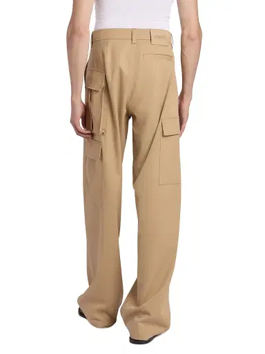 Loewe Men's Cotton-Blend Wide-Leg Cargo Trousers - Beige - Size 36 | Thumbnail 5