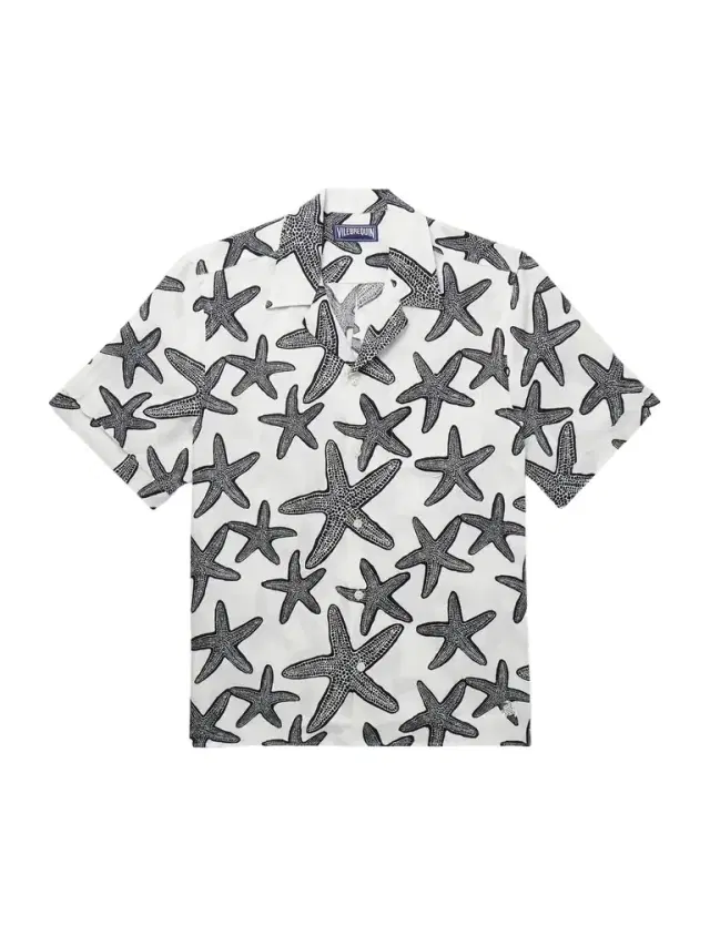 Charli Camp-Collar Printed Linen Shirt - Men