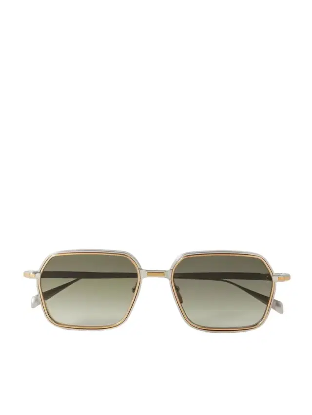 Jacques Marie Mage Admiral Square-frame Gold- And Silver-tone Titanium Sunglasses
