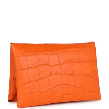 HERMÈS Hermes Calvi Card Holder Orange Minium Matte Alligator Mississipiensis Palladium Hardware | Thumbnail 2 HERMÈS Hermes Calvi Card Holder Orange Minium Matte Alligator Mississipiensis Palladium Hardware | Thumbnail 2