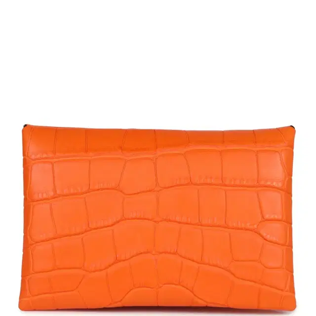 hermes Hermes Calvi Card Holder Orange Minium Matte Alligator Mississipiensis Palladium Hardware