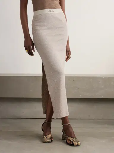 Loewe Cotton And Wool-blend Jersey Midi Skirt | Thumbnail 3 Loewe Cotton And Wool-blend Jersey Midi Skirt | Thumbnail 3
