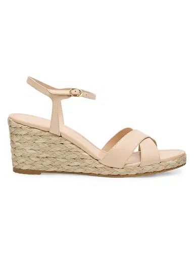 Stuart Weitzman Women's Dayna Leather Espadrille Sandals - Beige - Size 11 | Thumbnail 1