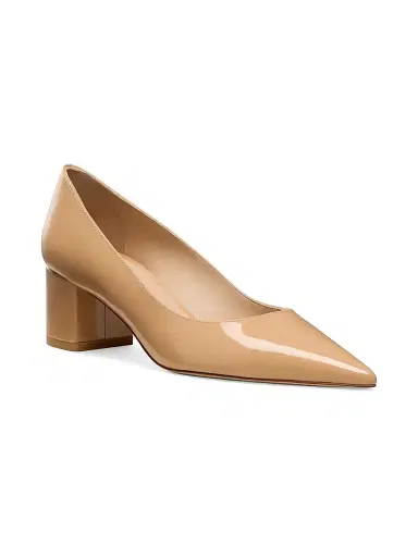 Stuart Weitzman Women's Power 50MM Leather Block-Heel Pumps - Adobe | Thumbnail 2