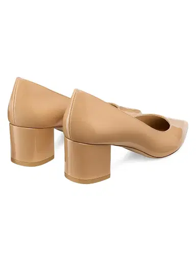 Stuart Weitzman Women's Power 50MM Leather Block-Heel Pumps - Adobe | Thumbnail 3