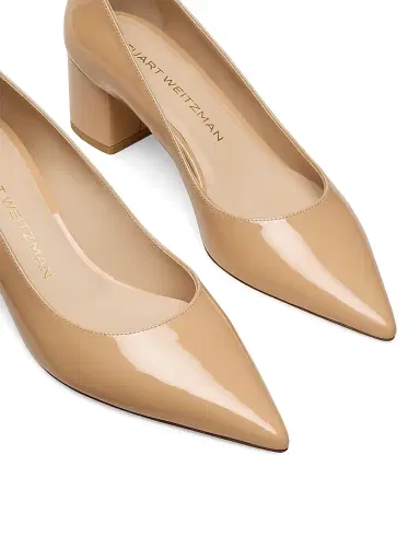 Stuart Weitzman Women's Power 50MM Leather Block-Heel Pumps - Adobe | Thumbnail 4