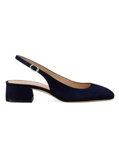 Stuart Weitzman Women's Maeve Suede 35MM Slingback Pumps - Nice Blue | Thumbnail 1 Stuart Weitzman Women's Maeve Suede 35MM Slingback Pumps - Nice Blue | Thumbnail 1