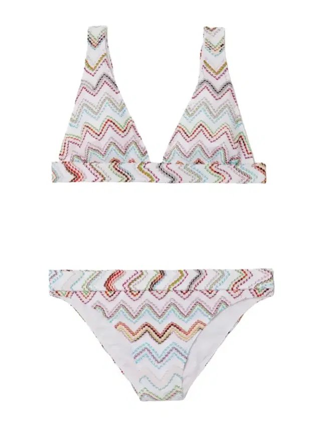 Striped Metallic Crochet-knit Bikini