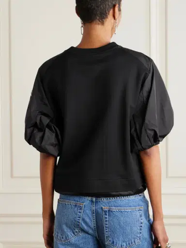 Moncler Appliquéd Shell-trimmed Cotton-jersey T-shirt | Thumbnail 3 Moncler Appliquéd Shell-trimmed Cotton-jersey T-shirt | Thumbnail 3