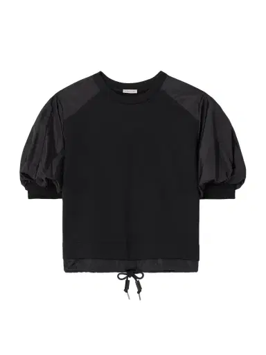 Moncler Appliquéd Shell-trimmed Cotton-jersey T-shirt | Thumbnail 1 Moncler Appliquéd Shell-trimmed Cotton-jersey T-shirt | Thumbnail 1