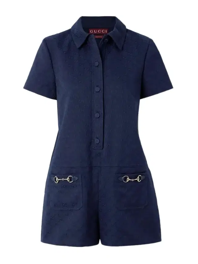 Embellished Leather-trimmed Canvas-jacquard Playsuit