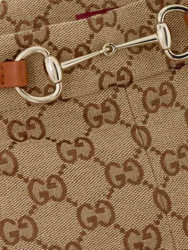 Gucci Belted Cropped Logo-jacquard Cotton-blend Canvas Tapered Pants | Thumbnail 5