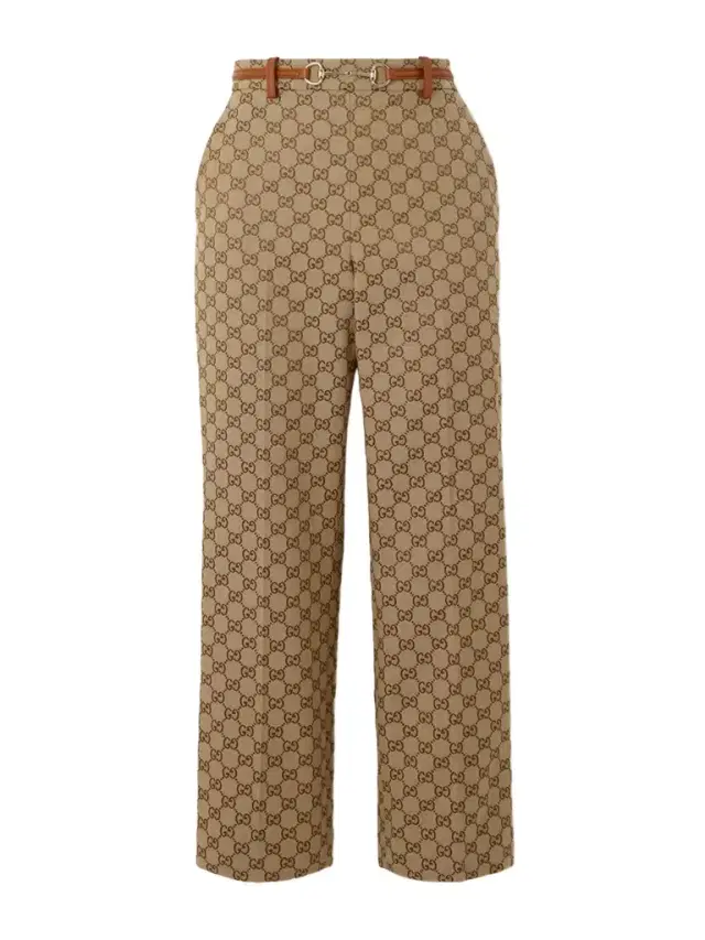 Belted Cropped Logo-jacquard Cotton-blend Canvas Tapered Pants