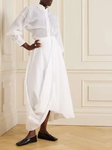 Brunello Cucinelli Bead-embellished Gathered Cotton-voile Shirt | Thumbnail 2 Brunello Cucinelli Bead-embellished Gathered Cotton-voile Shirt | Thumbnail 2